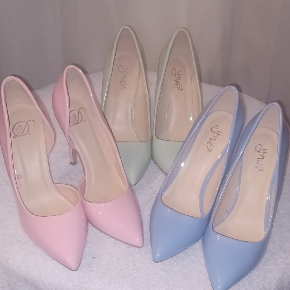 Elegant Pink, Blue, and Green Women's Paden Leather Stilettos Size 8